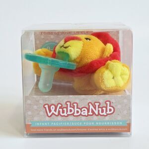 NEW WubbaNub Lion Infant Baby Binkie Pacifier Holder Plush Toy Yellow BPA Free